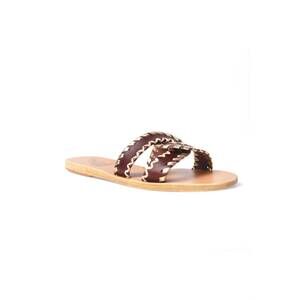 NEW ANCIENT GREEK SANDALS women's desmos stitch slide sandals in chestnut